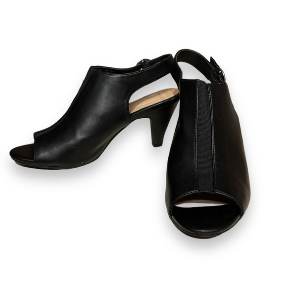 ALFANI Step n Flex Jalenne Leather Peep Toe Slingback Heels - Picture 1 of 8